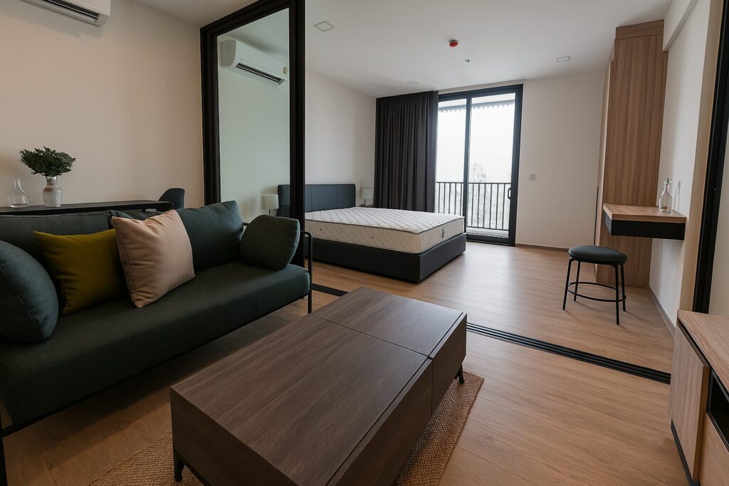 Modern one bedroom apartment at XT Phayathai with contemporary furniture,\ and open-layout design near BTS and Airport Rail Link in Bangkok