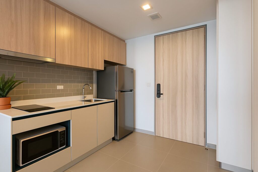 Modern compact kitchen in XT Phayathai condominium 